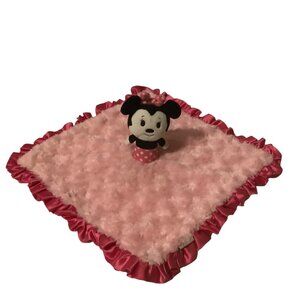 Disney Hallmark Minnie Mouse Itty Bittys Lovey Security Blanket Pink Plush 14”